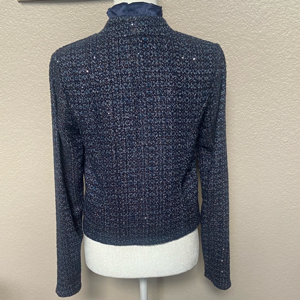 Sale! White House Black Market Stylishly Embellished Navy Tweed Blazer. Size S - Picture 7 of 16
